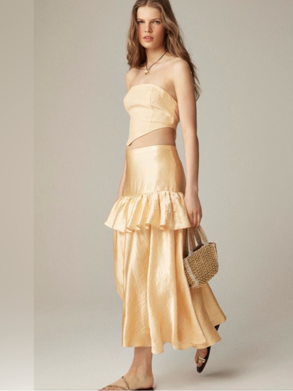 NWT J.Crew Collection Ruffle-Tier Midi Skirt